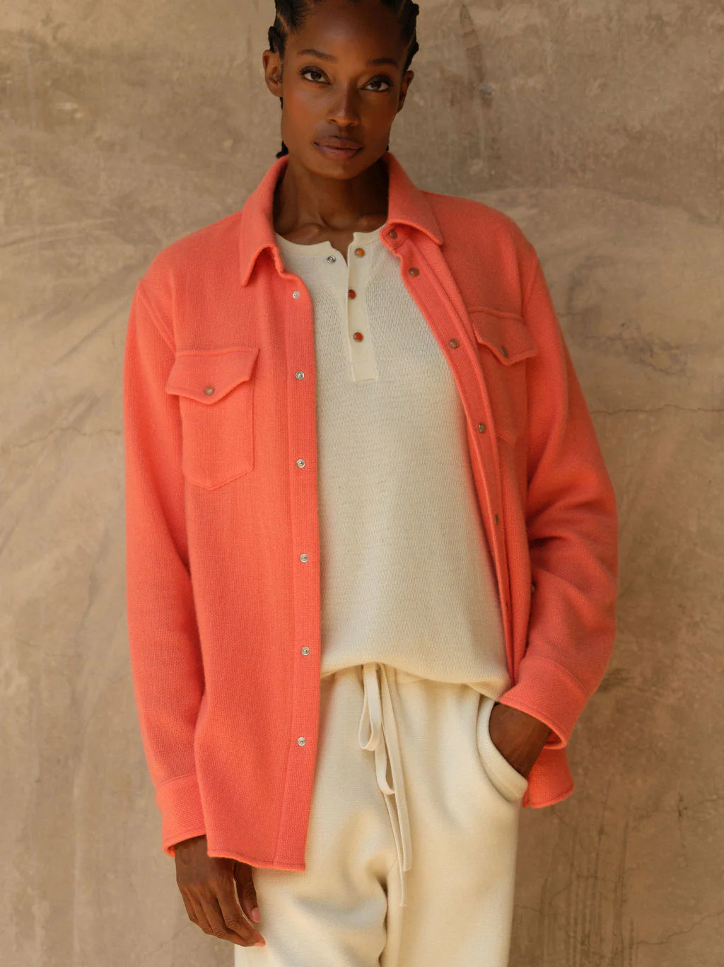 Antique Ivory Cashmere Henley - Image 4