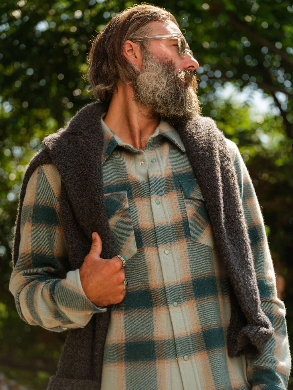 Avocado Shadow Plaid Cashmere Shirt - Image 4
