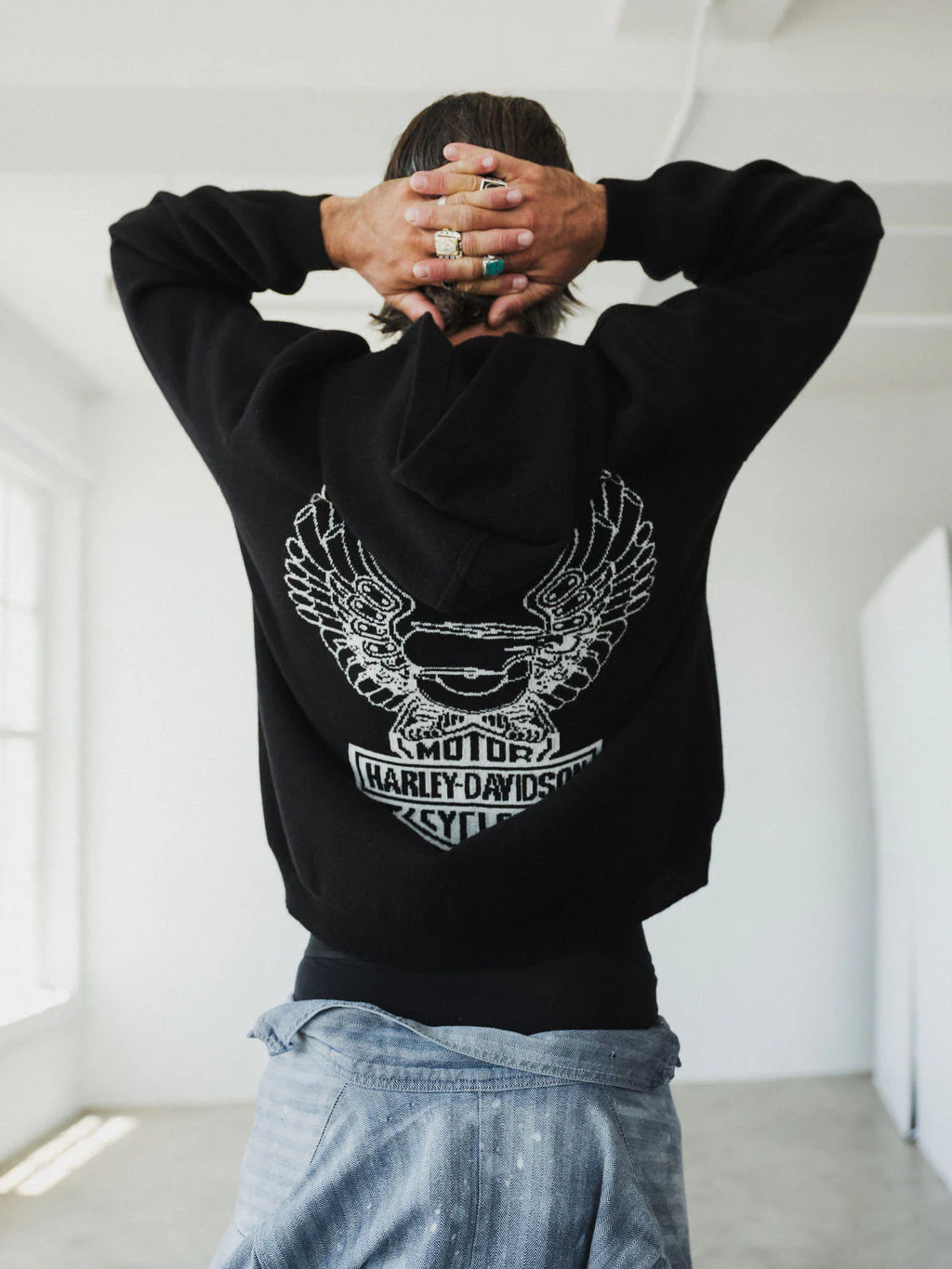 Black Milano Knit Cashmere Logo Hoodie - Image 5