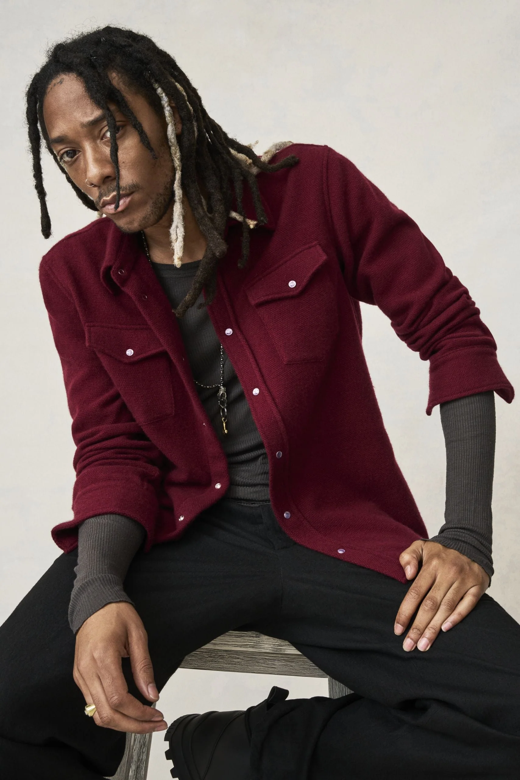 Bordeaux Cashmere Shirt - Image 6