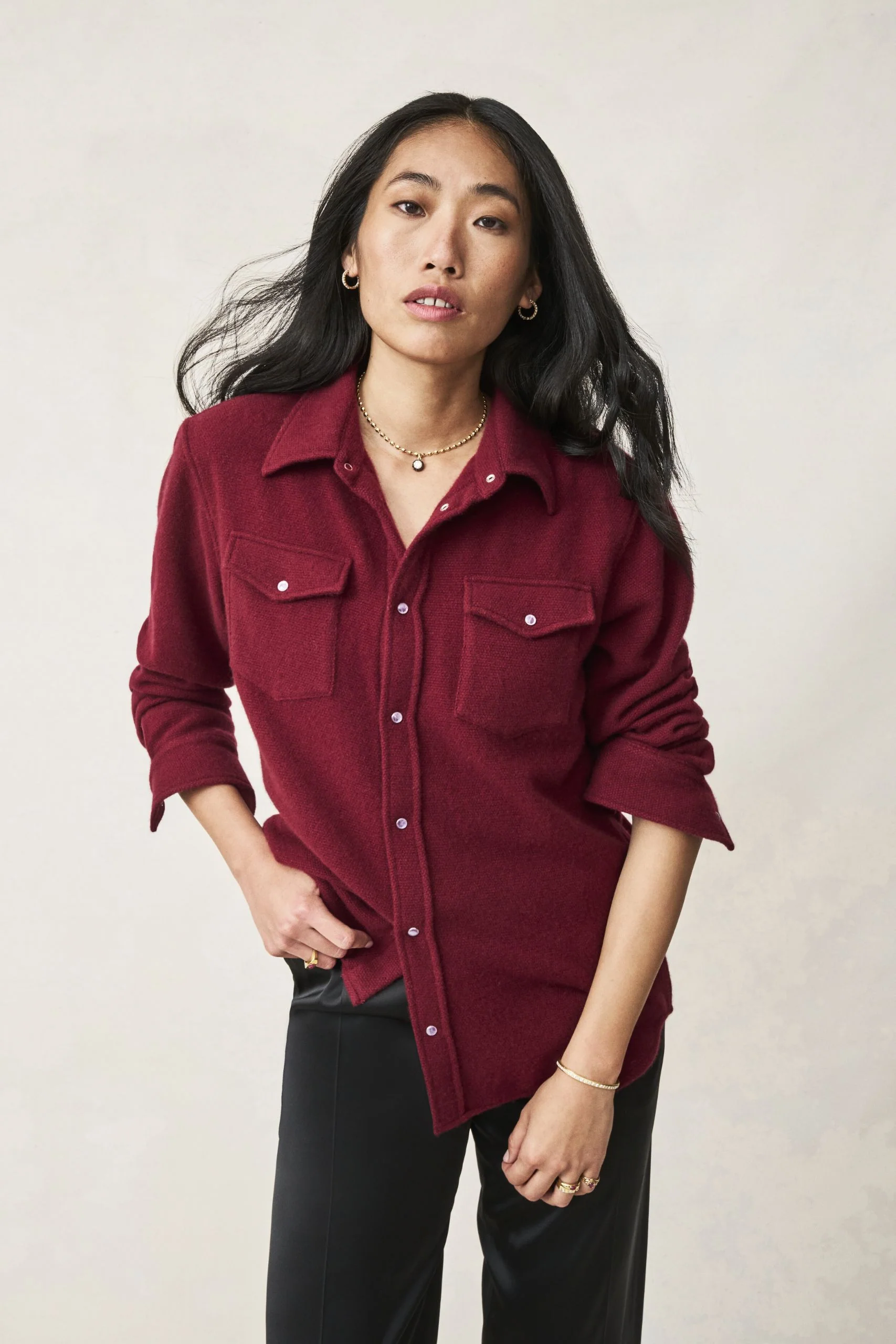 Bordeaux Cashmere Shirt - Image 7