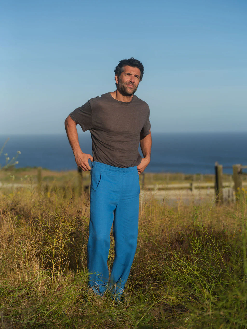 Charcoal Knit Linen T-Shirt - Image 4