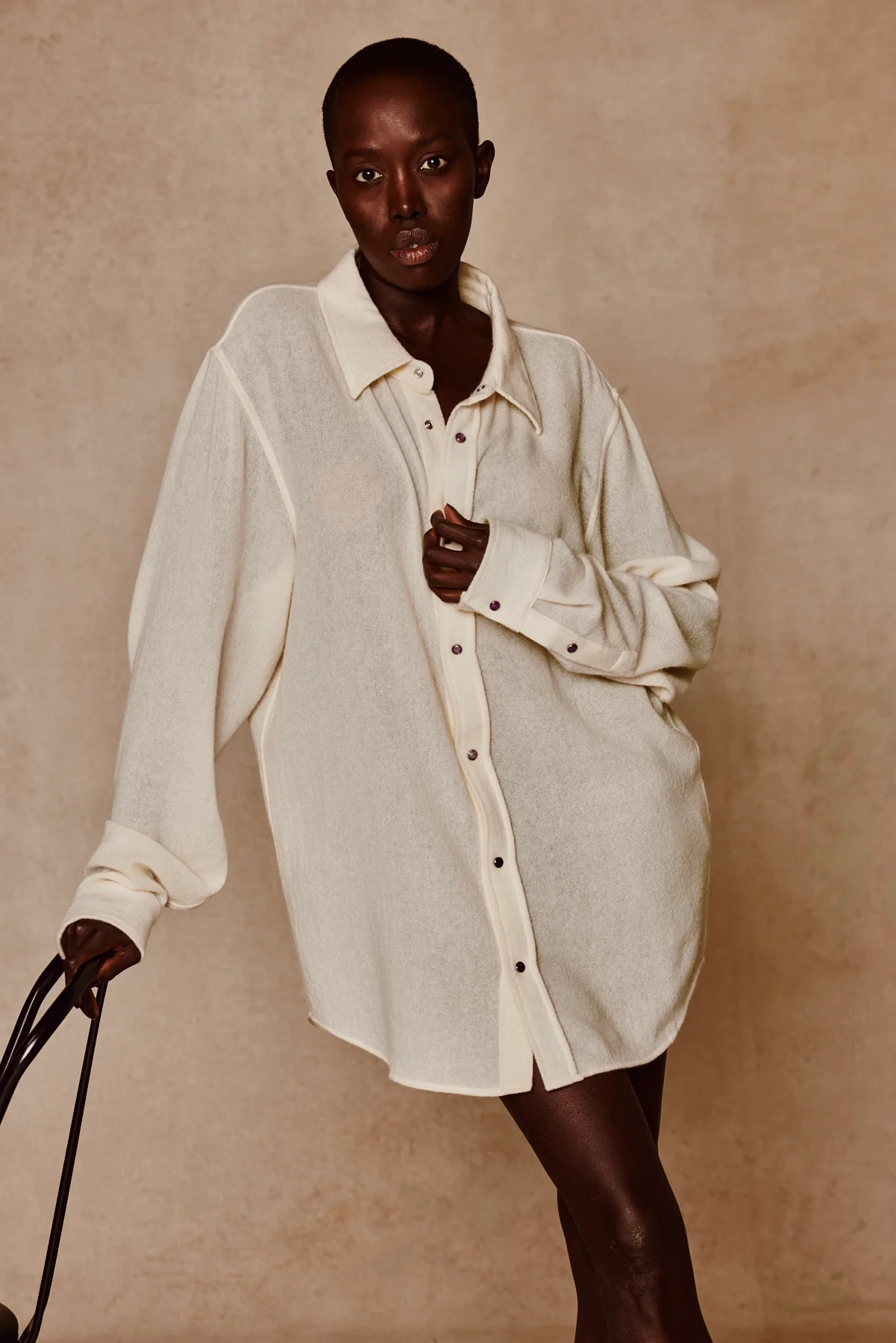 Ivory Gauze Cashmere Shirt - Image 6