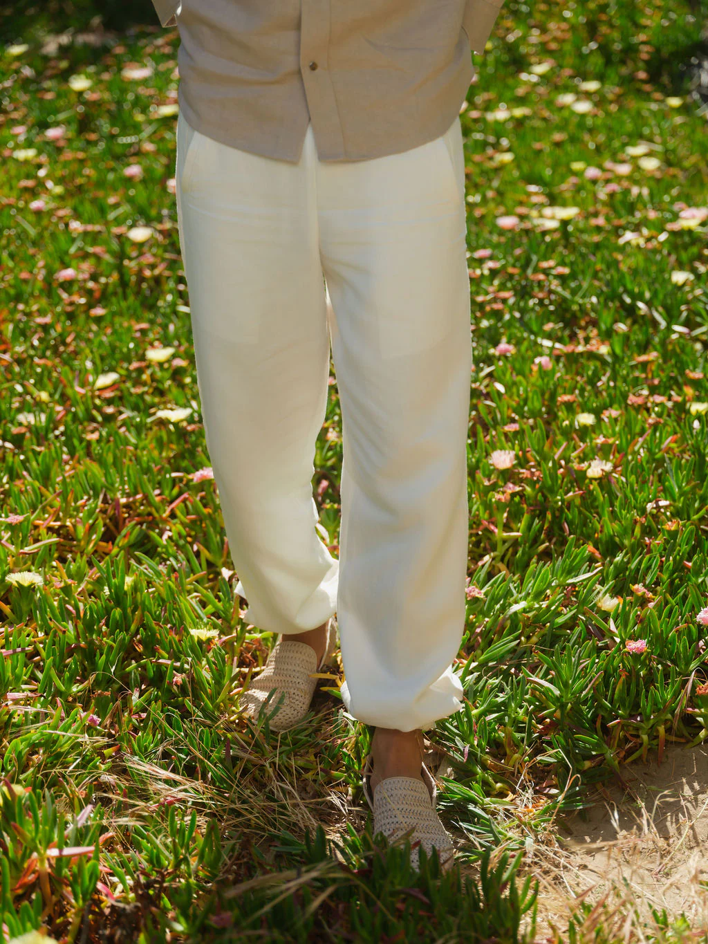 Ivory Linen Track Pant - Image 4