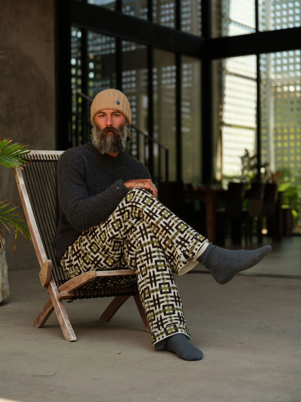 Lime Antique Geo Cashmere Knit Pant - Image 4