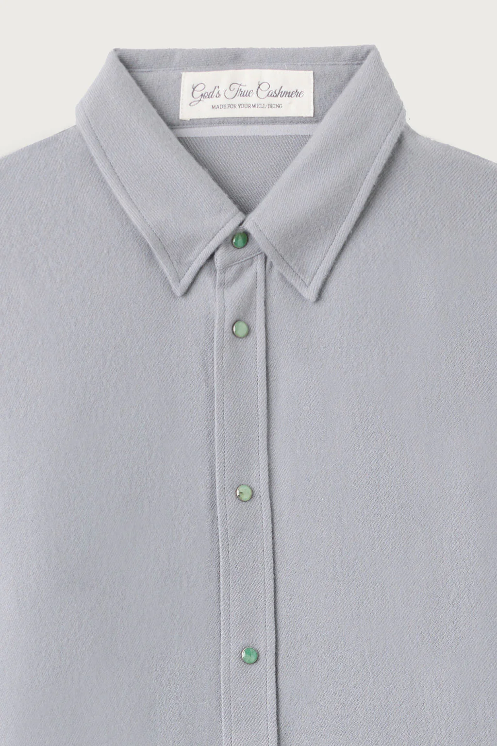 Mid Grey Solid Cashmere Shirt - Image 5