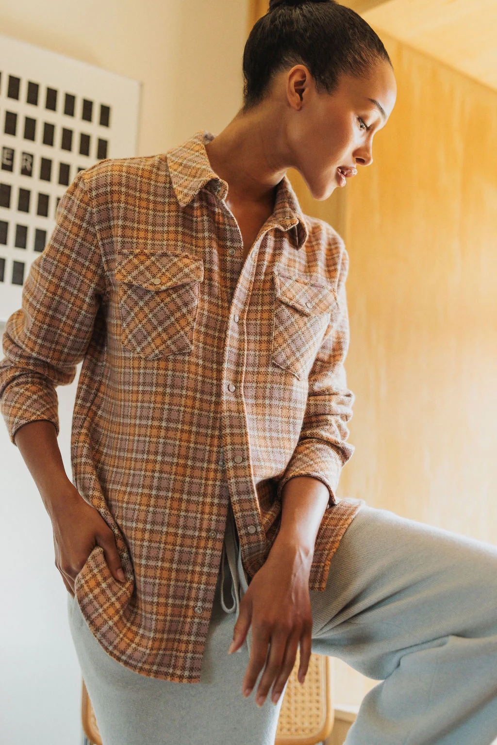 Midnight Rose Plaid Cashmere Shirt - Image 5