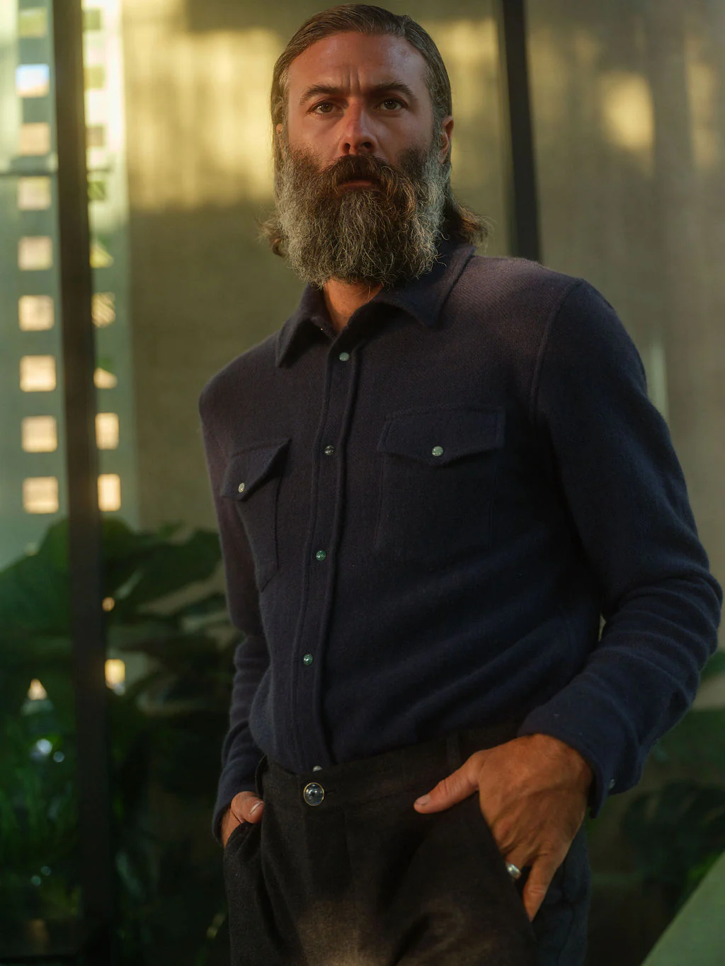 Navy Cashmere Shirt - Image 5