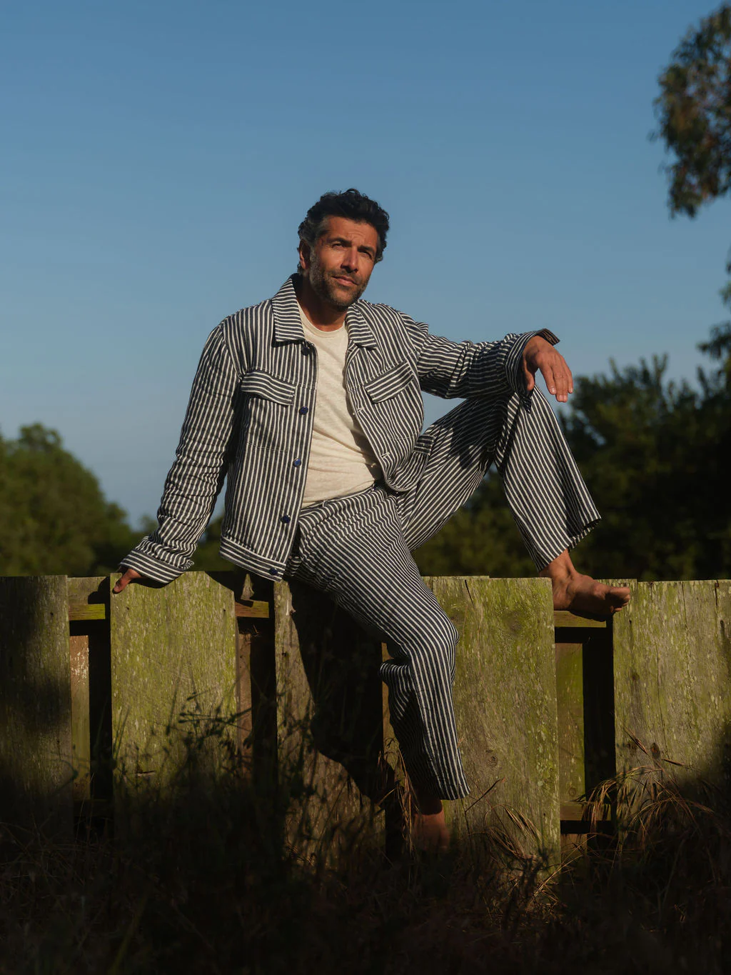 Navy Stripe Linen Jacket - Image 5