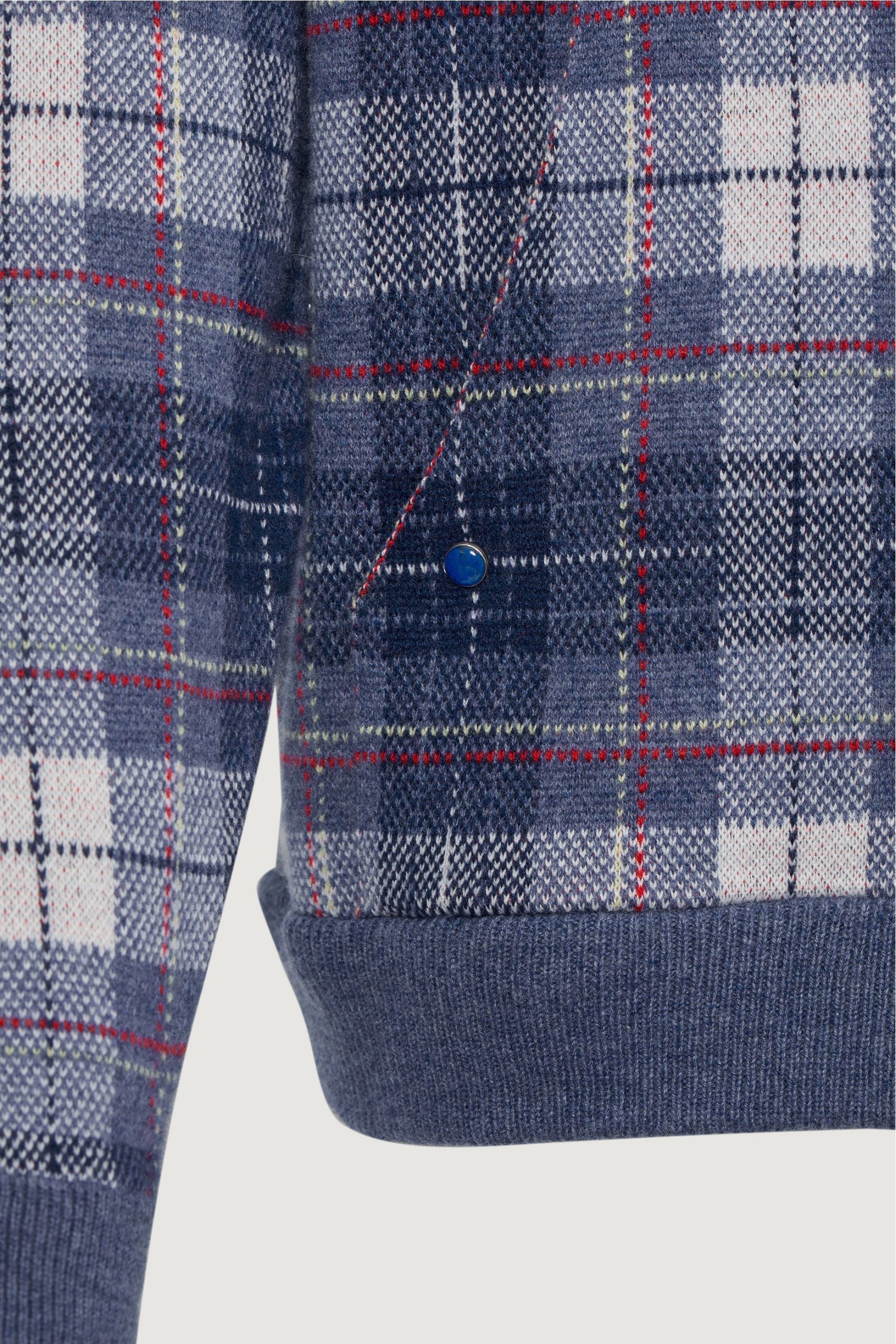 Navy Tartan Cashmere Hoodie - Image 3