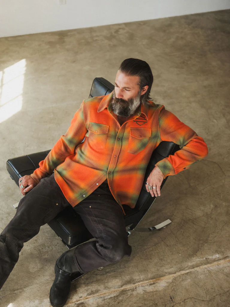 Olive Shadow Plaid Cashmere Shirt - Image 4
