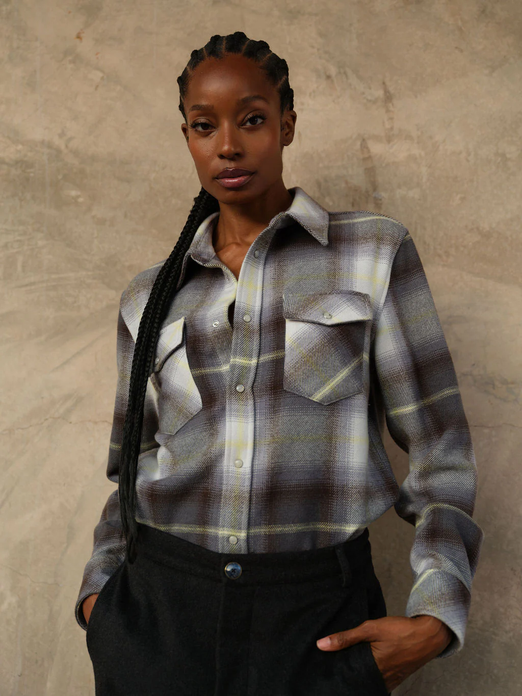 Pewter Shadow Plaid Cashmere Shirt - Image 5