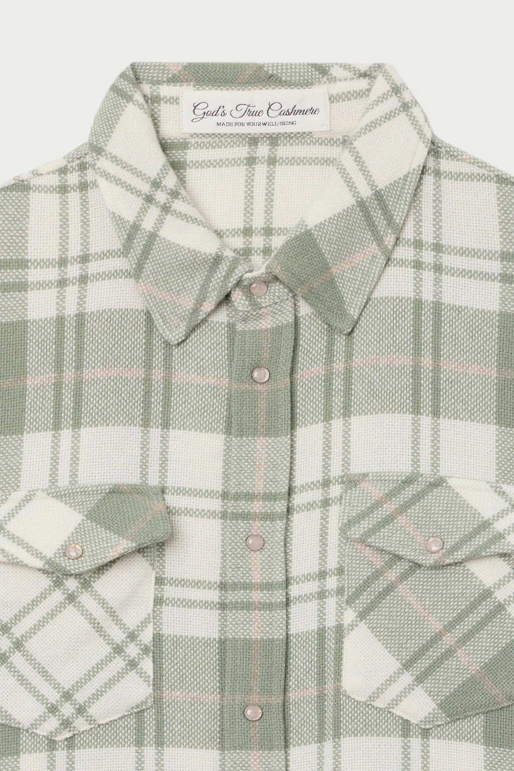 Sage Tartan Cashmere Shirt - Image 2