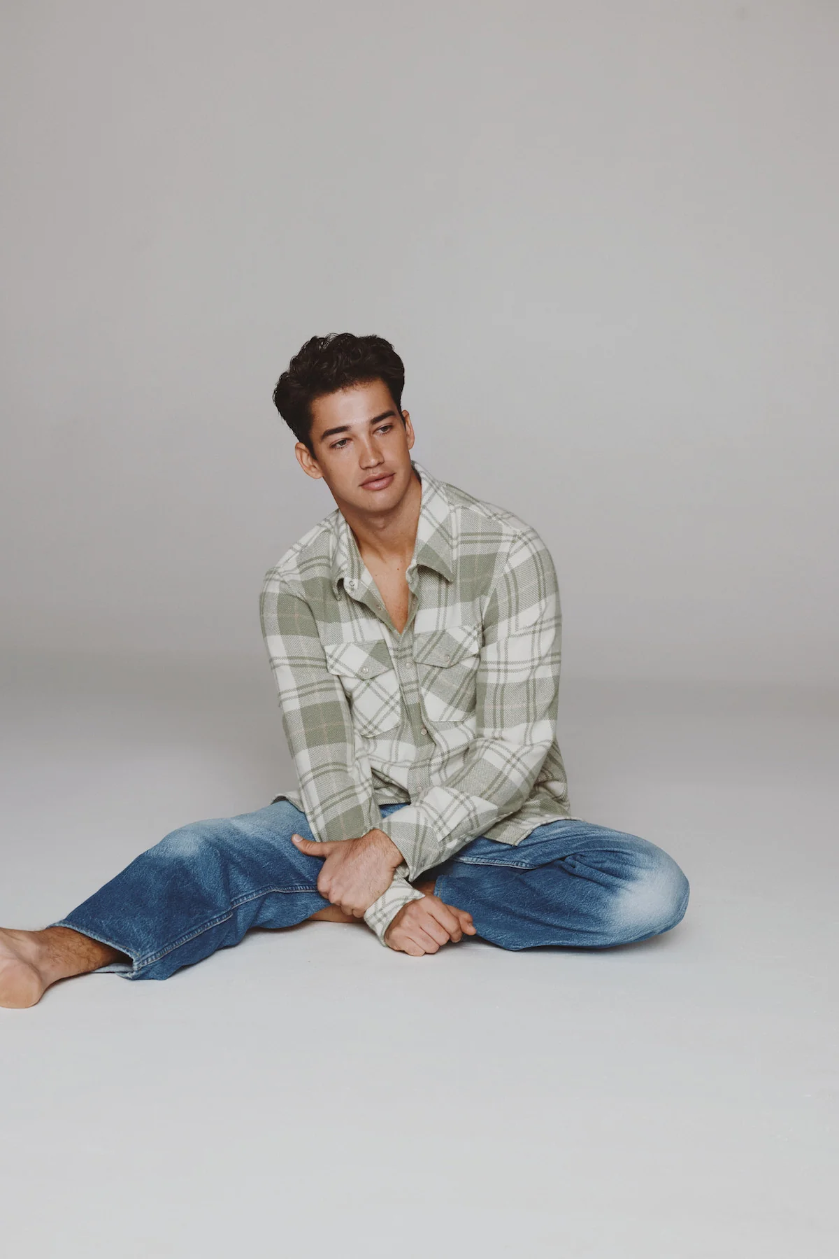 Sage Tartan Cashmere Shirt - Image 5