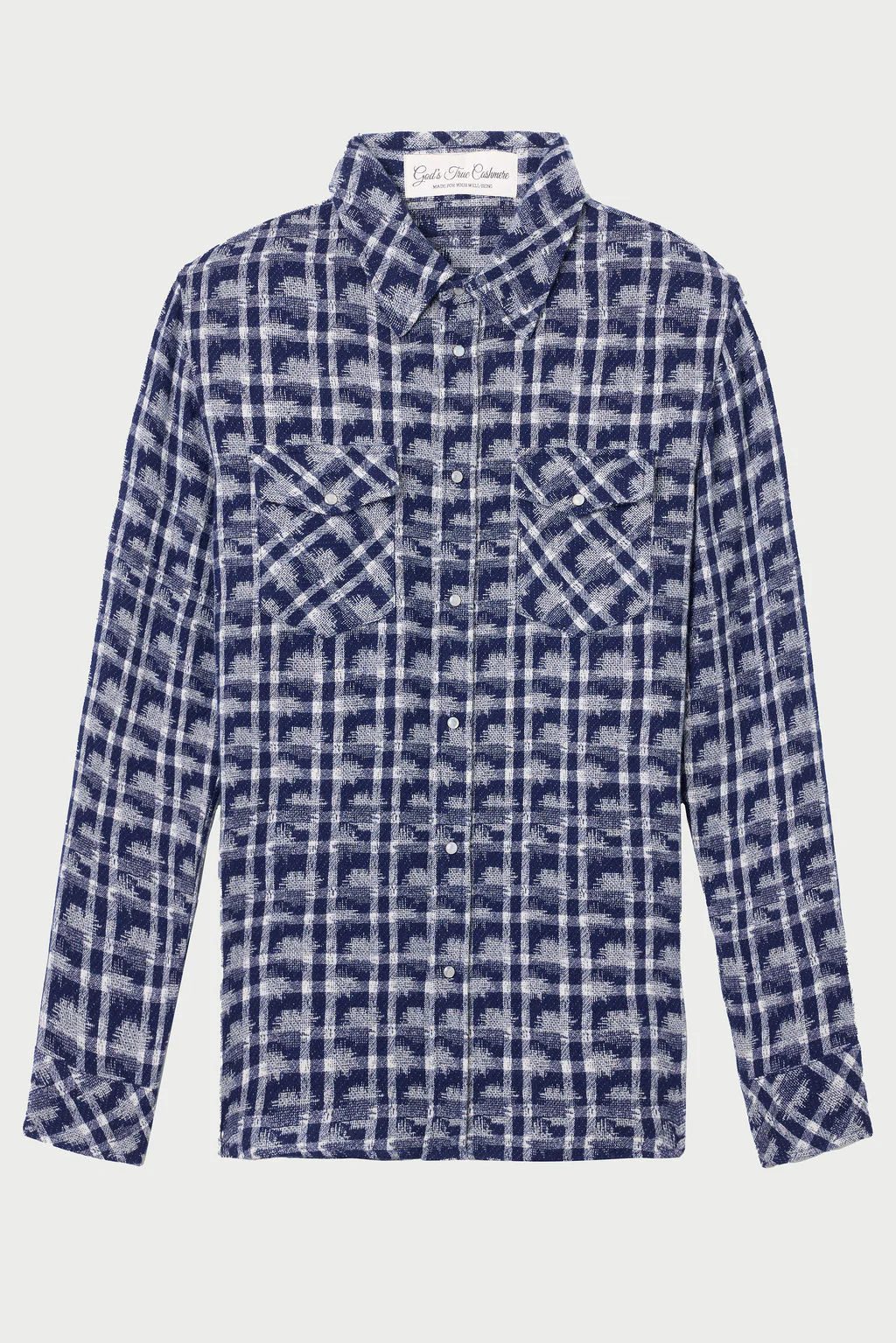 Shibori Plaid Cashmere Shirt