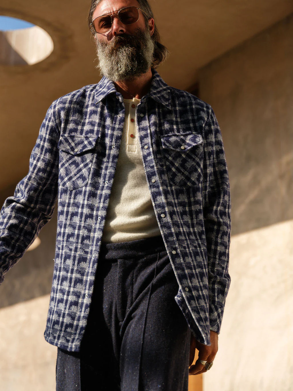Shibori Plaid Cashmere Shirt - Image 5