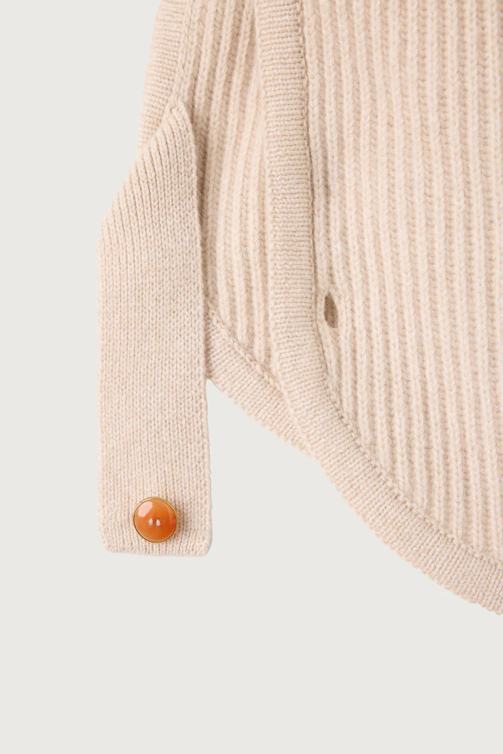 Taupe Melange Cashmere Sleeveless Hoodie - Image 3