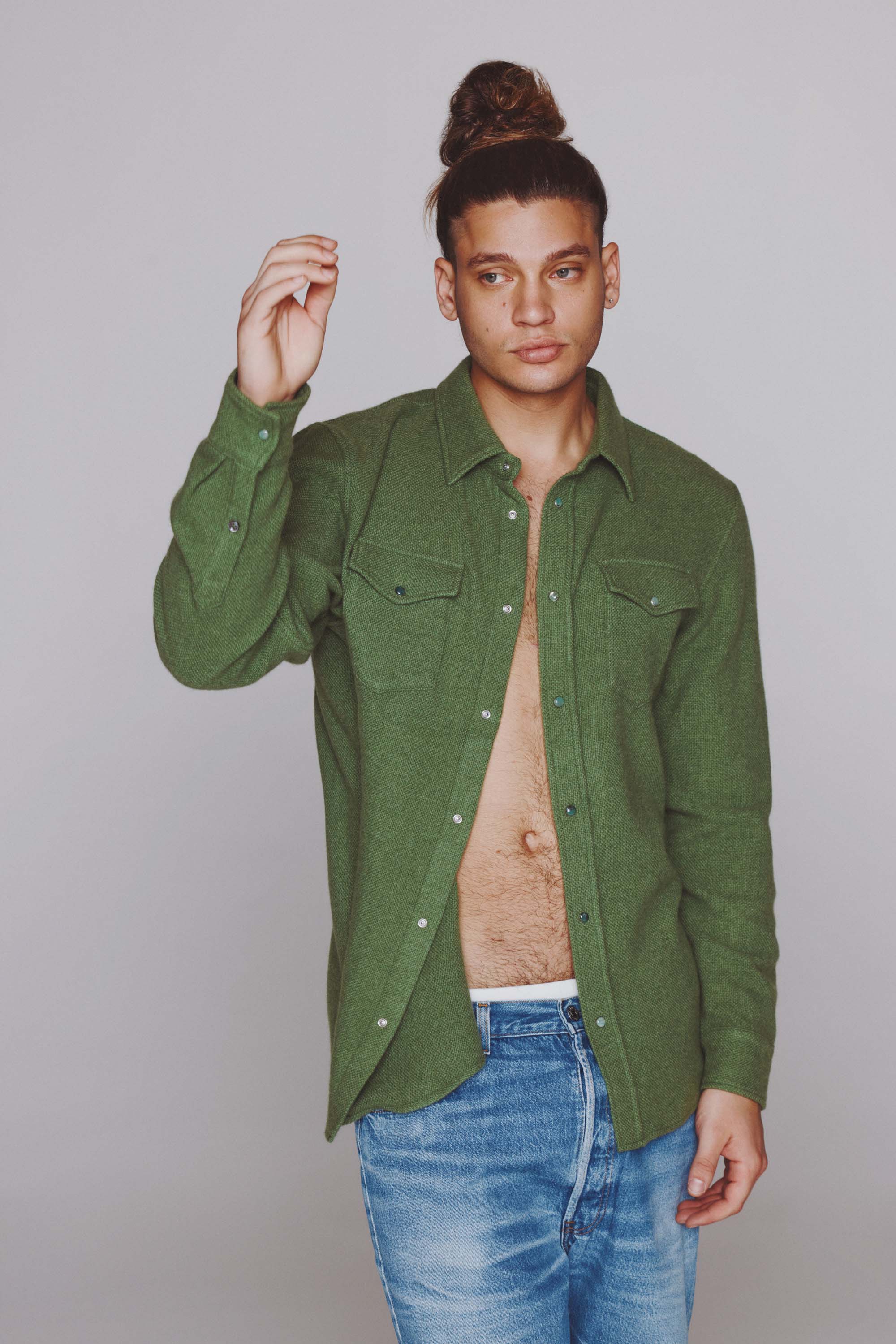 Willow Green Cashmere Shirt - Image 4